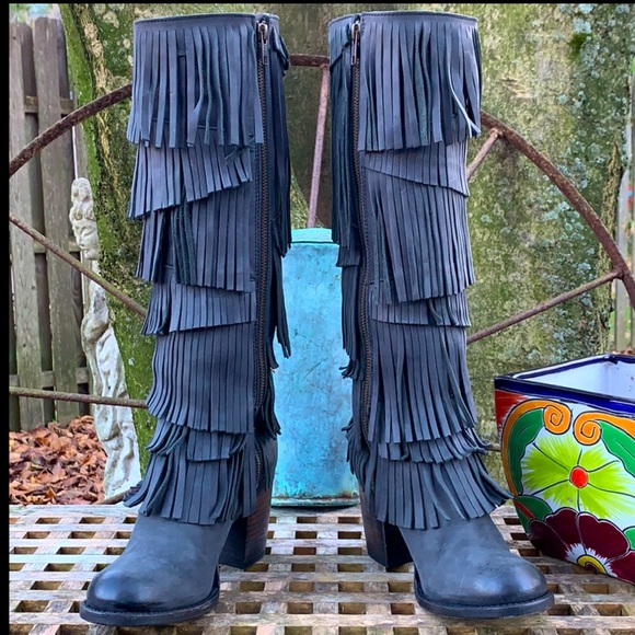 FREEBIRD BT STEVEN NEW! INCA Fringe Tall Boots 7 - Picture 10 of 11